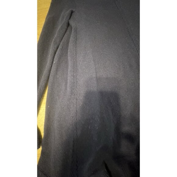 Lily Pulitzer 100% Cashmere Open Cardigan Navy Shawl collar ruffle Hem Eyelit - Picture 14 of 14